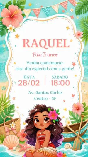 Convite de Aniversário Moana Editável