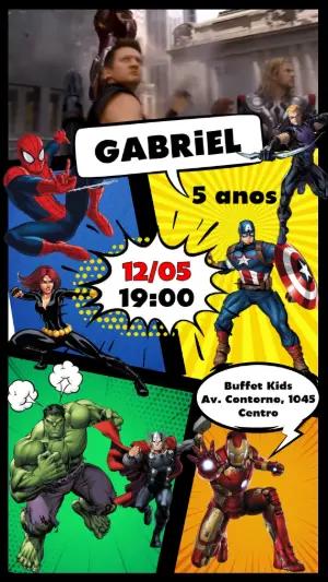 Convite Animado Aniversário Vingadores para Editar Online