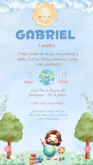 Vídeo Convite O Maior Pintor do Mundo para Aniversário Cristão