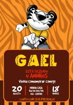 Convite de Aniversário Infantil Tigor T. Tigre para Editar