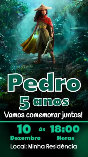 Convite de Aniversário Raya Aventura na Selva Editável