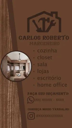 Cartão de Visita Marcenaria com Textura de Madeira para Editar
