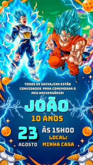 Convite de Aniversário Dragon Ball Super para Editar