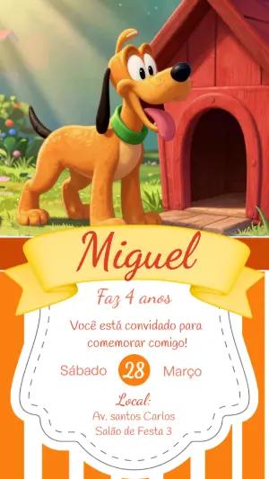 Convite de Aniversário Pluto Editável para Menino