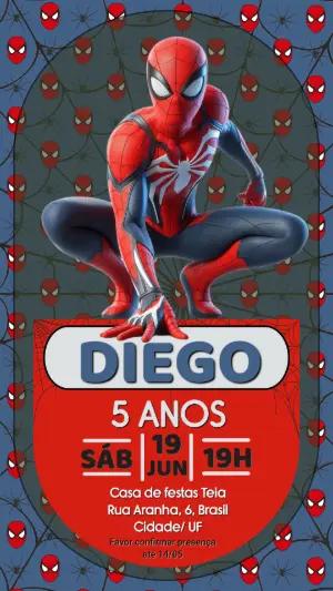 Convite de Aniversário Homem-Aranha Moderno para Editar