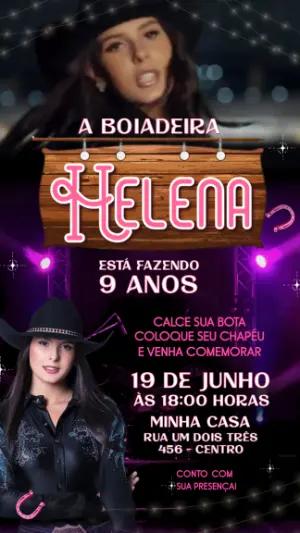 Convite Animado Aniversário Boiadeira para Editar