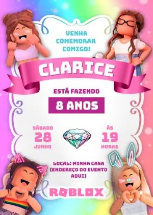 Convite de Aniversário Roblox Menina para Editar Online