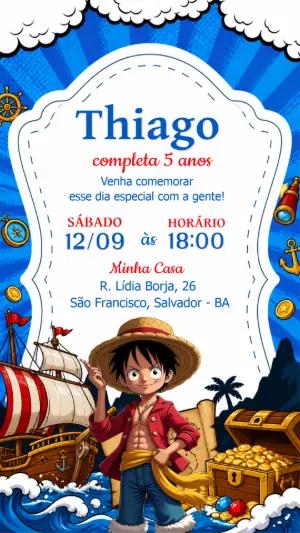 Convite de Aniversário One Piece: Modelo Digital Editável
