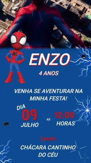 Convite Animado Homem-Aranha para Festa Infantil Editável