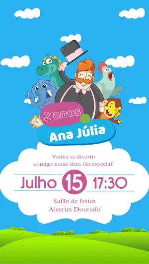 Convite Aniversário Mundo Bita com Personagens para Editar