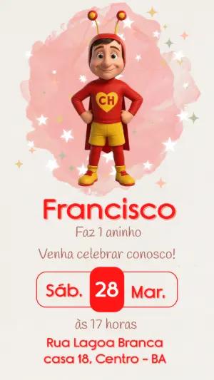 Convite de Aniversário Chapolin Colorado 3D Modelo Editável
