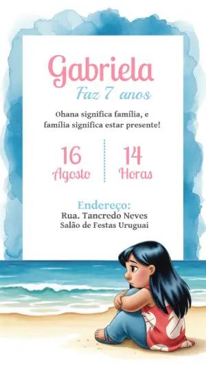 Convite de Aniversário Lilo e Stitch para Editar Online