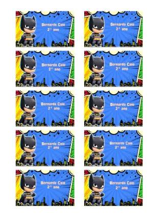 Etiqueta Escolar Batman Chibi Editável para Material