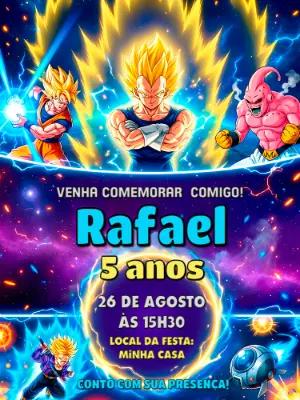 Convite de Aniversário Dragon Ball Z para Editar