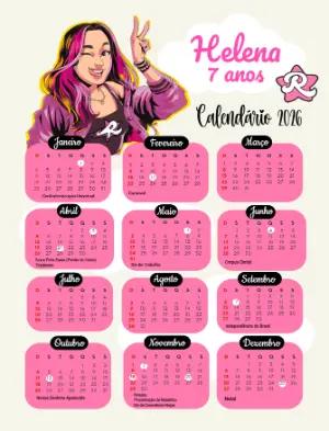 Calendário 2026 Personalizado Dos Rosa para Editar Online