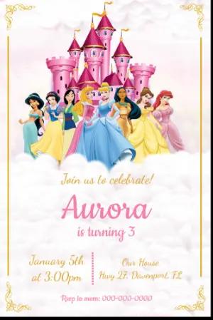 Editable Disney Princess Birthday Invitation Template