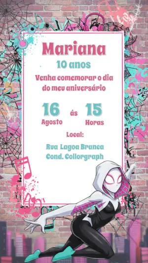 Convite de Aniversário Spider-Gwen para Editar Online