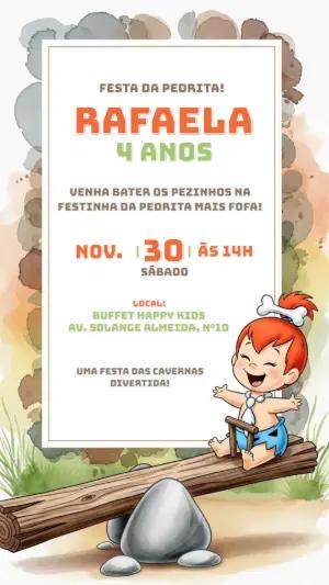 Convite de Aniversário Pedrita Aquarela para Editar