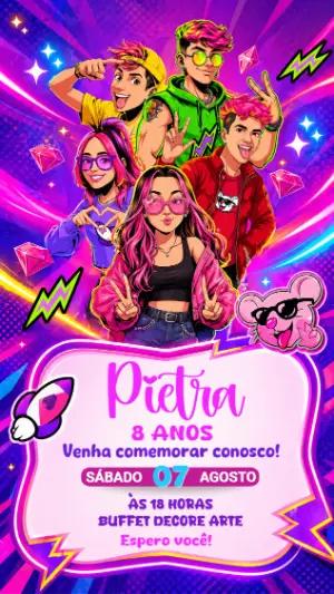 Convite Digital Aniversário Dos Rosa para Editar