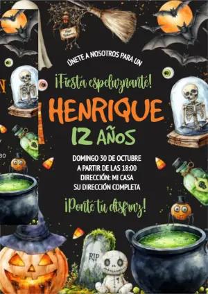 Invitación de Cumpleaños Halloween Espeluznante para Editar