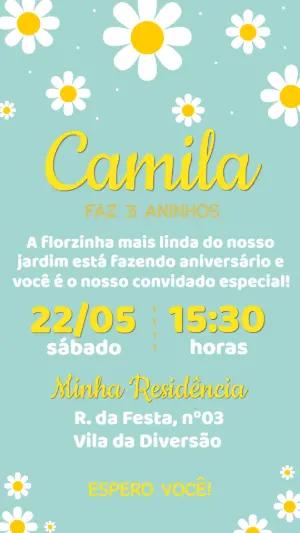 Convite de Aniversário Margaridas Delicado para Editar