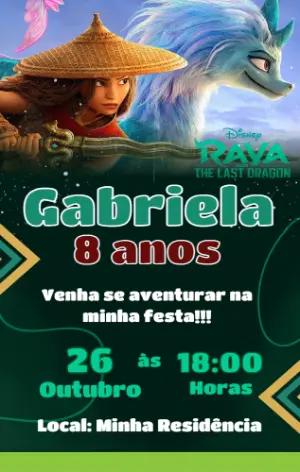 Convite Digital Aniversário Infantil Raya e o Dragão Editável