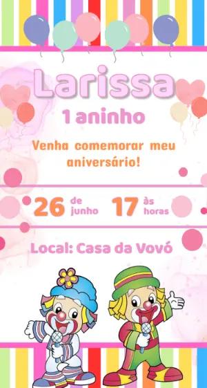 Convite de Aniversário Patati Patatá Menina Editável