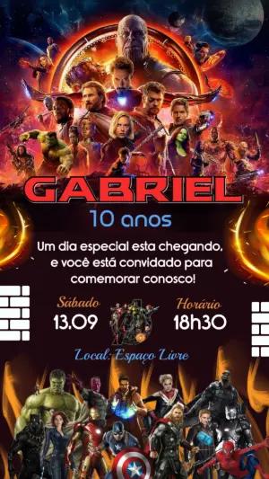 Convite de Aniversário Os Vingadores para Editar Online