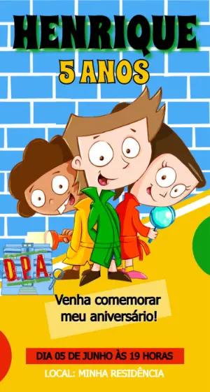 Convite de Aniversário Infantil D.P.A. Detetives para Editar