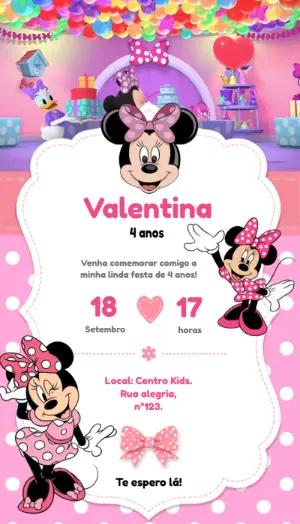 Vídeo Convite Minnie Mouse Rosa para Aniversário para Editar