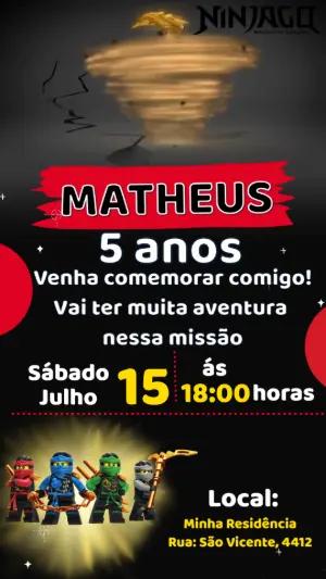 Convite Animado Ninjago: Vídeo de Aniversário para Editar Online