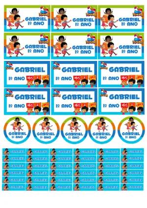 Etiqueta Escolar 3 Palavrinhas com Personagens para Editar