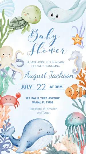 Under the Sea Baby Shower Invitation Editable Template