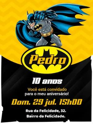 Convite Aniversário Batman para Editar e Imprimir