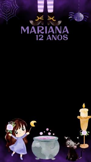 Moldura para Stories Bruxinha Fofa Roxo para Editar