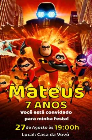 Convite de Aniversário Os Incríveis para Editar Online