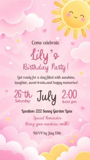 Cute Sunshine Birthday Invitation | Editable Digital Template