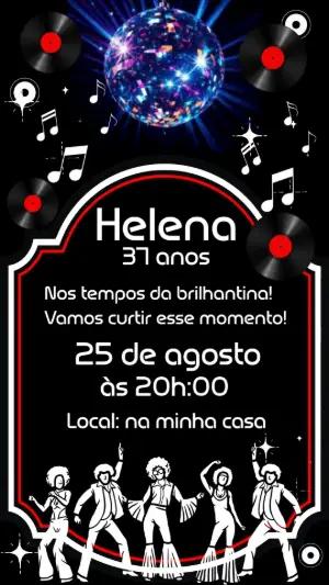 Convite Animado Aniversário Anos 70 Disco para Editar Online