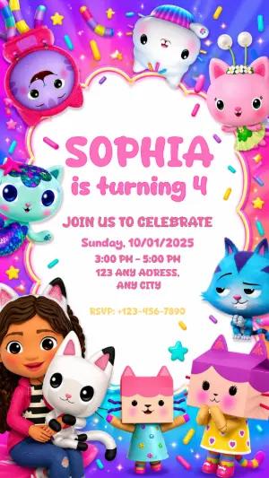 Gabby's Dollhouse Birthday Invitation | Editable Digital Template