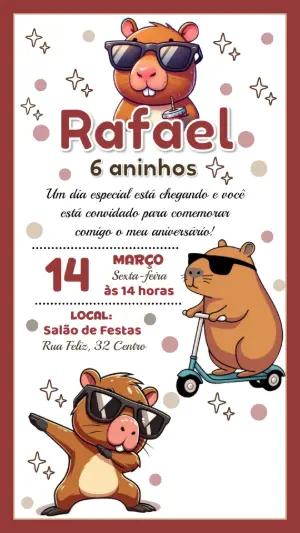 Convite de Aniversário Capivara Divertida para Editar Online