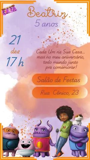 Convite Aniversário Cada Um na Sua Casa para Editar Online