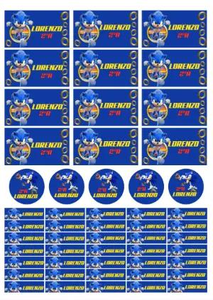 Etiqueta Escolar Sonic: Kit Completo para Editar Online