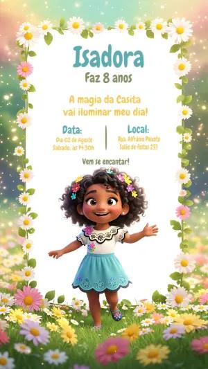 Convite Aniversário Encanto com Personagem para Editar Online