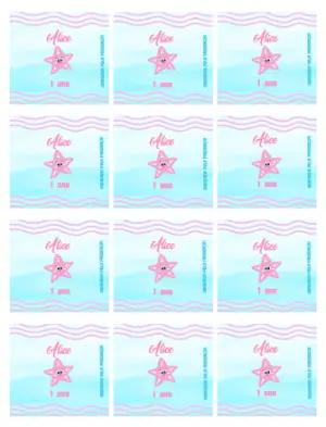 Adesivo para Bala Personalizada Fundo do Mar Menina Editável