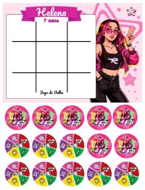Lembrancinha Jogo da Velha Dos Rosa para Aniversário Editável