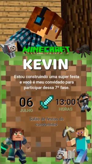 Convite Animado de Aniversário Minecraft para Editar Online