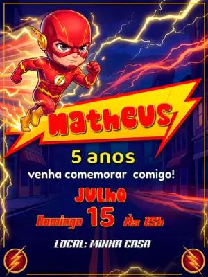 Convite de Aniversário Flash Infantil para Editar Online