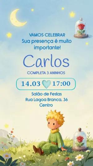 Convite Editável Aniversário Pequeno Príncipe Aquarela