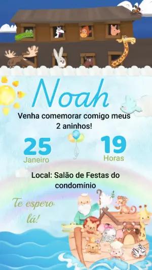 Convite Animado Aniversário Infantil Arca de Noé para Editar