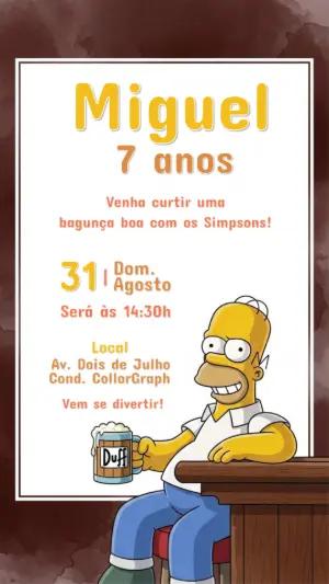 Convite de Aniversário Os Simpsons com Homer para Editar Online
